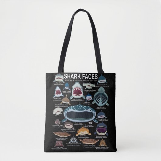 Tote Bag Visages de requins auxquels vous voulez participer (Devant)