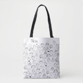 Tote Bag Visages Doodles personnalisés (Devant)