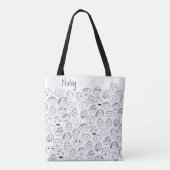 Tote Bag Visages Doodles personnalisés (Dos)