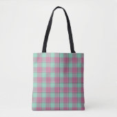 Tote Bag Vista Blue and Turkish Rose Plaid Pink Green (Devant)
