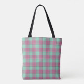 Tote Bag Vista Blue and Turkish Rose Plaid Pink Green (Dos)