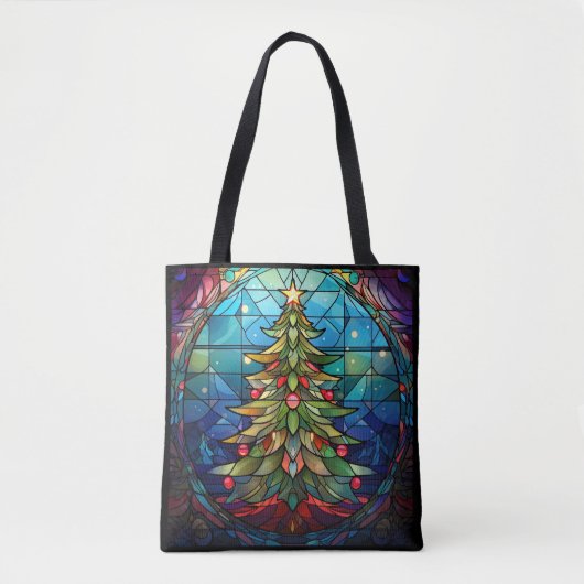 Tote Bag Vitrail de l'arbre de Noël (Devant)