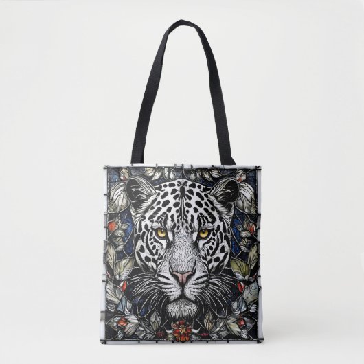 Tote Bag Vitrail Léopard noir et blanc (Devant)