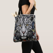 Tote Bag Vitrail Léopard noir et blanc (De près)