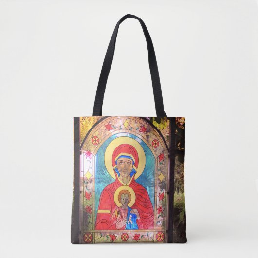 Tote Bag Vitrail orthodoxe Mère Marie, Jésus Fourre-tout (Devant)
