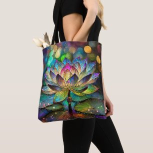 Tote Bag Vitre Fleur de Lotus Vibrante