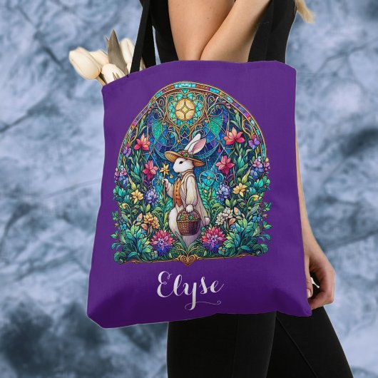 Tote Bag Vitre violet Whimsical Sardé Lapin de Pâques