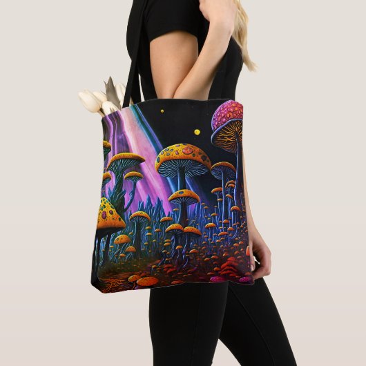 Tote Bag Vivid Imaginaire Champignons Planète (De près)
