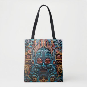 Tote Bag Vivid Vibrant Tribal 3D style d'art papier motif
