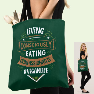 Tote Bag Vivre Conscient Manger Compassionnément Vegan