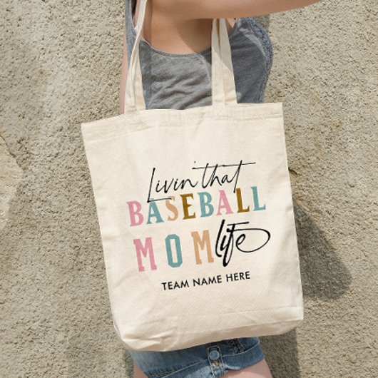 TOTE BAG VIVRE LA VIE DE LA MÈRE DE BASEBALL