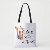 Tote Bag Vivre mieux avec le chat (Devant)