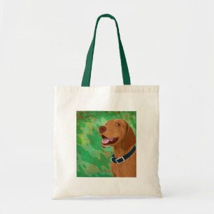 Tote Bag Vizsla Brown de sourire sur l'arrière - plan vert
