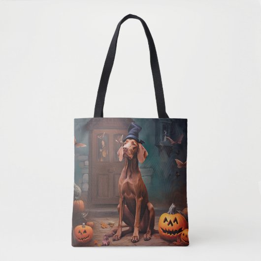 Tote Bag Vizsla Citrouille Halloween effroi (Devant)