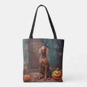 Tote Bag Vizsla Citrouille Halloween effroi (Dos)