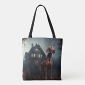 Tote Bag Vizsla Halloween effroi (Dos)
