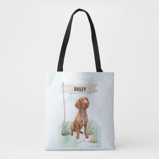 Tote Bag Vizsla Watercolor Personalized Dog (Devant)