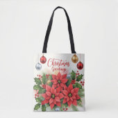 Tote Bag Vœux de Noël, conception festive de vacances, (Devant)