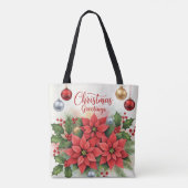 Tote Bag Vœux de Noël, conception festive de vacances, (Dos)