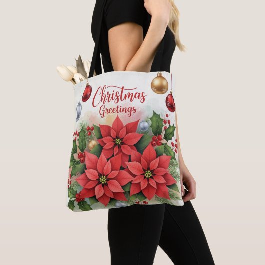 Tote Bag Vœux de Noël, conception festive de vacances, (De près)