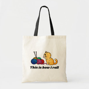 Tote Bag Voici comment je roule : mignonne chatte et boules
