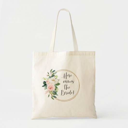 Tote Bag Voici la mariée Blush rose Floral (Devant)