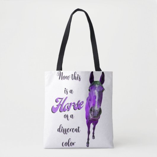 Tote Bag Voici Un Cheval D'Une Couleur Différente, Violet (Devant)