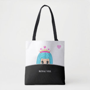 Tote Bag Voile royal sur fond noir et blanc