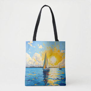 Tote Bag Voilier au coucher du soleil