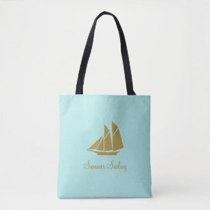 Tote Bag Voilier d'été élégant doré