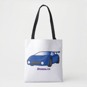 Tote Bag Voiture de sport bleue avec illustration airfos