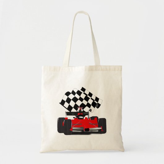 Tote Bag Voiture Red Race avec drapeau À damiers (Devant)