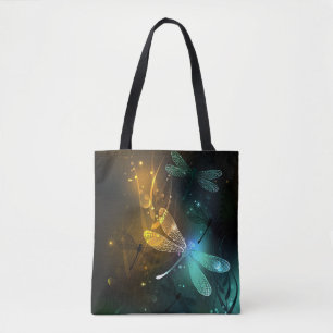 Tote Bag Vol de libellule verte lumineuse
