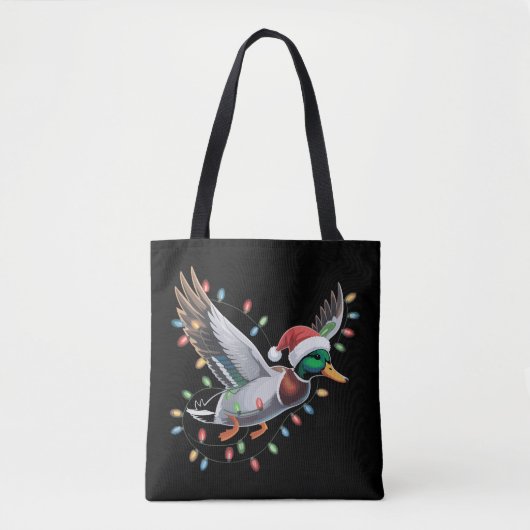 Tote Bag Vol Père Noël Canard Noël Lumières Chasse (Devant)