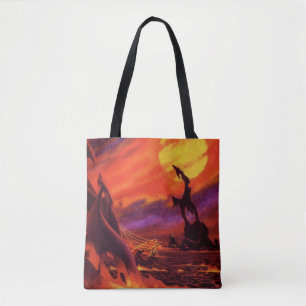 Tote Bag Volcano Planète de science-fiction vintage avec La