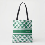Tote Bag Volley-ball blanc vert foncé | Personnaliser (Devant)