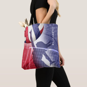 Tote Bag volley-ball féminin rouge blanc bleu
