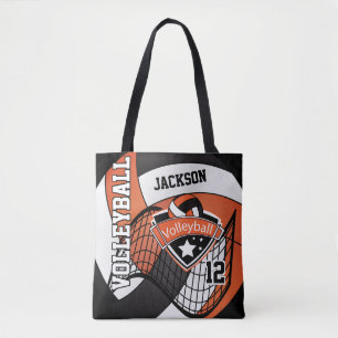 Tote Bag Volley-ball orange, noir et blanc