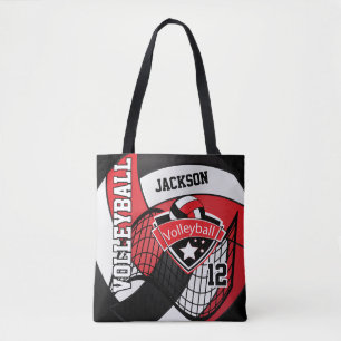 Tote Bag Volley-ball rouge, noir et blanc