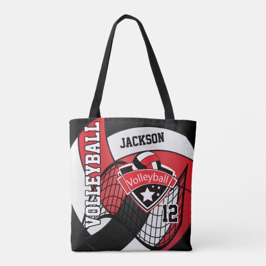 Tote Bag Volley-ball rouge, noir et blanc (Dos)