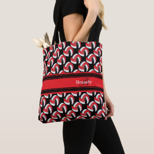 Tote Bag Volley-ball rouge, noir et blanc Personnaliser