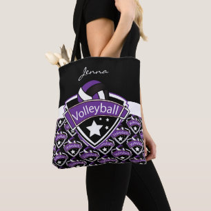 Tote Bag Volley-ball sport violet   Texte do-it-yourself