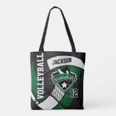 Tote Bag Volley-ball vert foncé, noir et blanc (Dos)