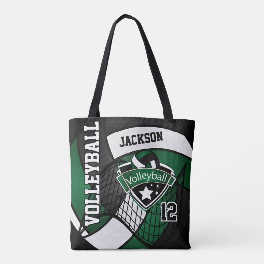 Tote Bag Volley-ball vert foncé, noir et blanc (Dos)