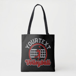 Tote Bag Volleyball AJOUTER LE NOM Spike Ball Attaque Équip