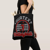 Tote Bag Volleyball AJOUTER LE NOM Spike Ball Attaque Équip (De près)