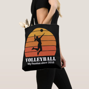 Tote Bag Volleyball Hobby Retro Sunset Personnaliser