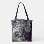 Tote Bag Vortex fractal argenté et pourpre (Dos)