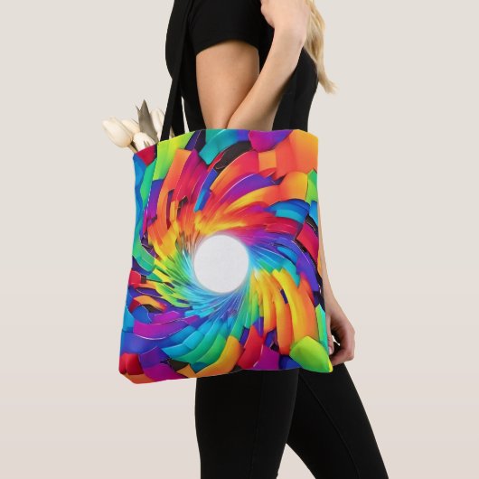 Tote Bag Vortex kaléidoscopique : Un voyage coloré (De près)