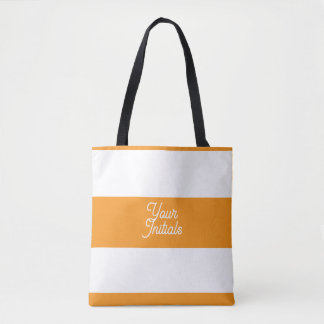 Tote Bag Vos initiales Citrus Orange + Rayures blanches